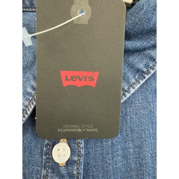 Levi's Women's Odessa Long Sleeve Relaxed Fit Button Up Blue Shirt Size XL - Picture 13 of 14